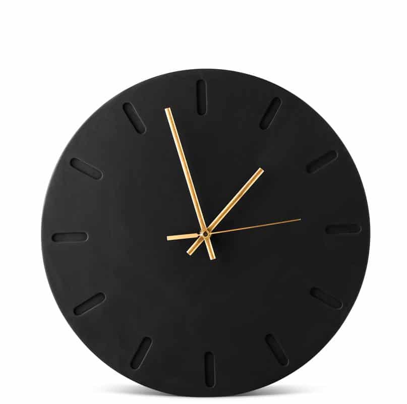 שעון קיר שחור מעוצב לבית מבטון קוטר 28 ס"מ | ביתן המלכים