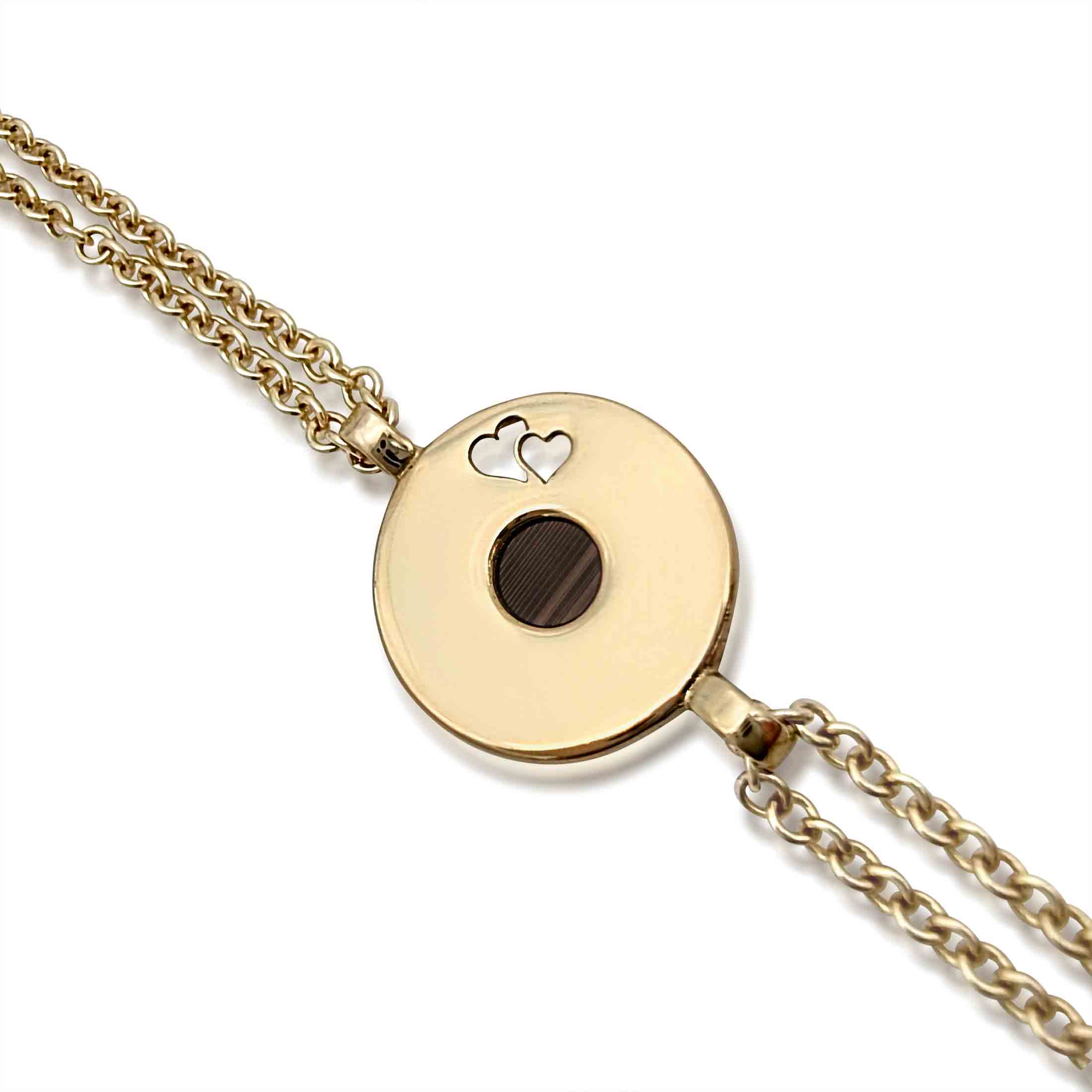 צמיד ננו תנך לאישה עגול עם 2 לבבות