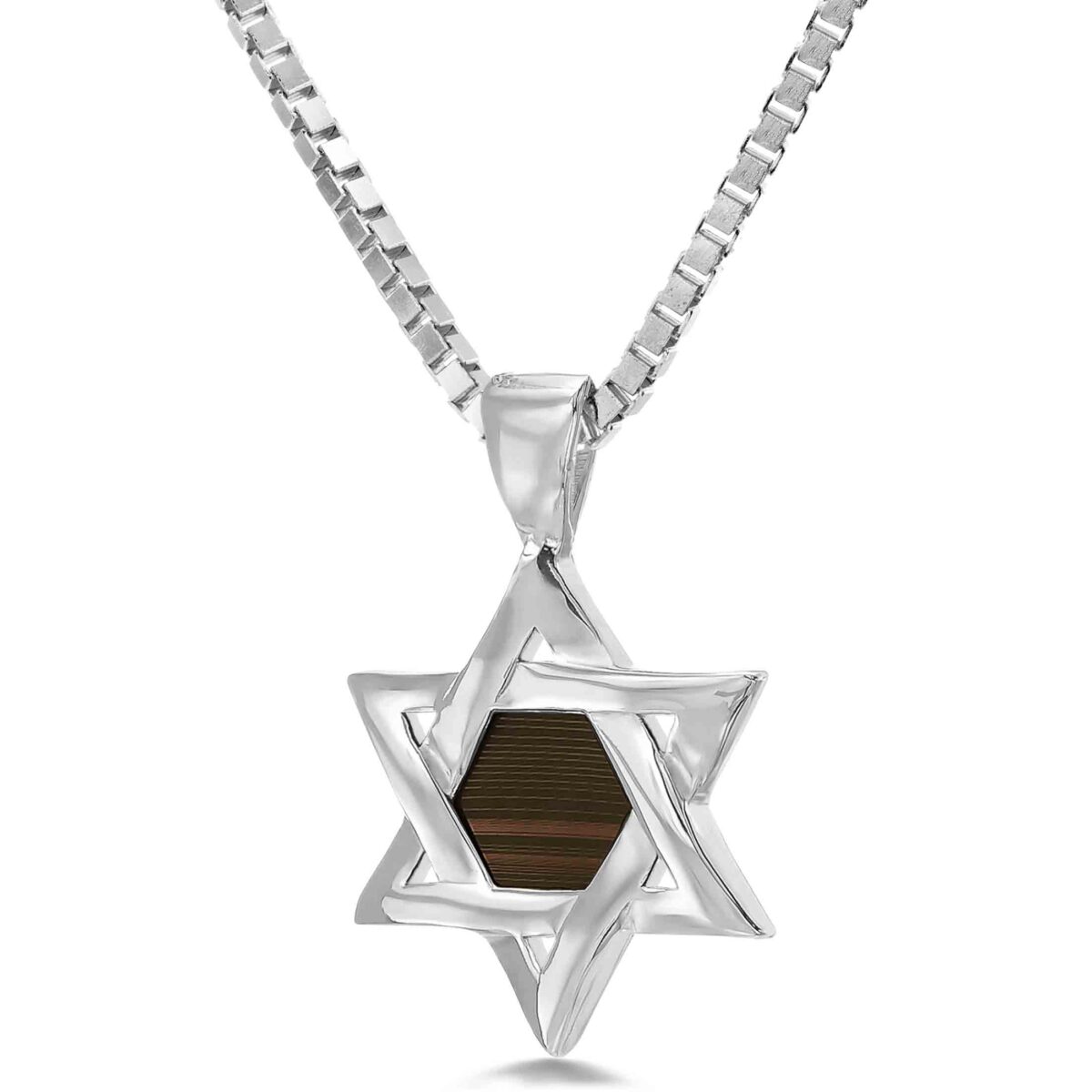 שרשרת מגן דוד ננו בייבל עם כל התנך דגם ישראלה - פרט מקרוב - שרשראות לנשים בעיצוב אלגנטי | ביתן המלכים