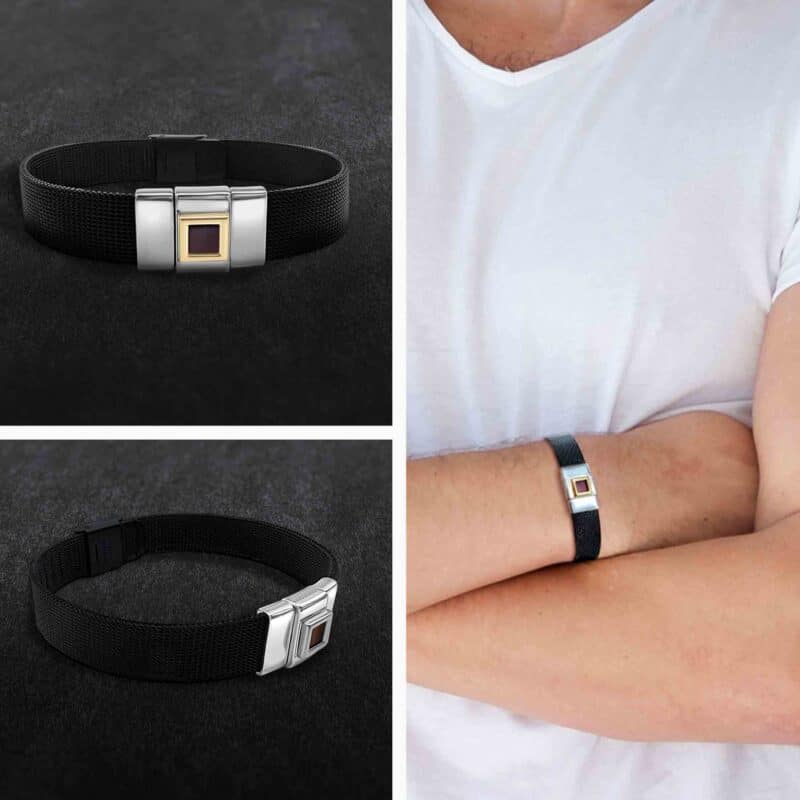 צמיד תנך שחור לגברים דגם גפן 3 | צמידים עם תהילים לגבר | ביתן המלכים