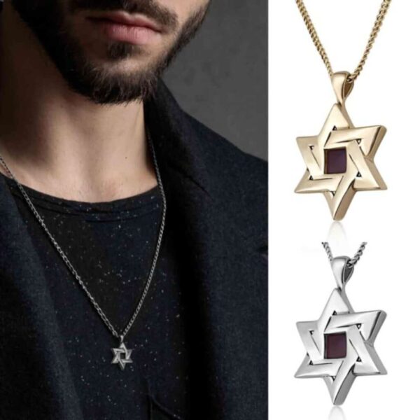 שרשרת מגן דוד עם כל התנ"ך לגברים דגם ישראל - תמונה ראשית - שרשראות לגברים בעיצוב מודרני | ביתן המלכים