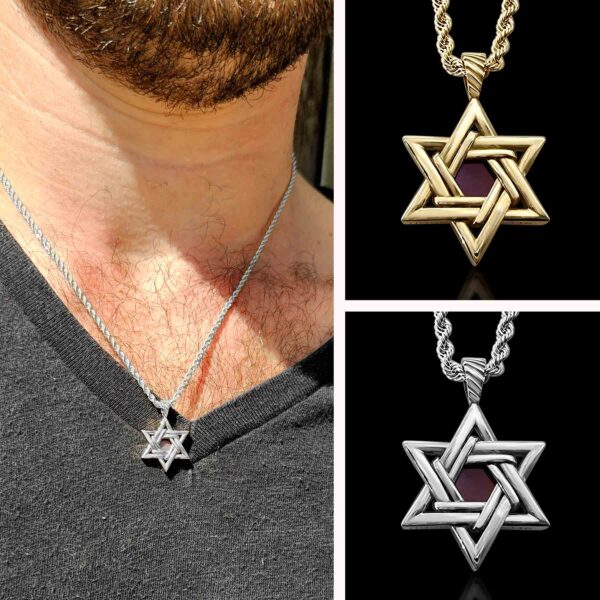 שרשרת מגן דוד מודרני עם תנך דגם צבר - תמונה ראשית - שרשראות לגברים בעיצוב מודרני | ביתן המלכים