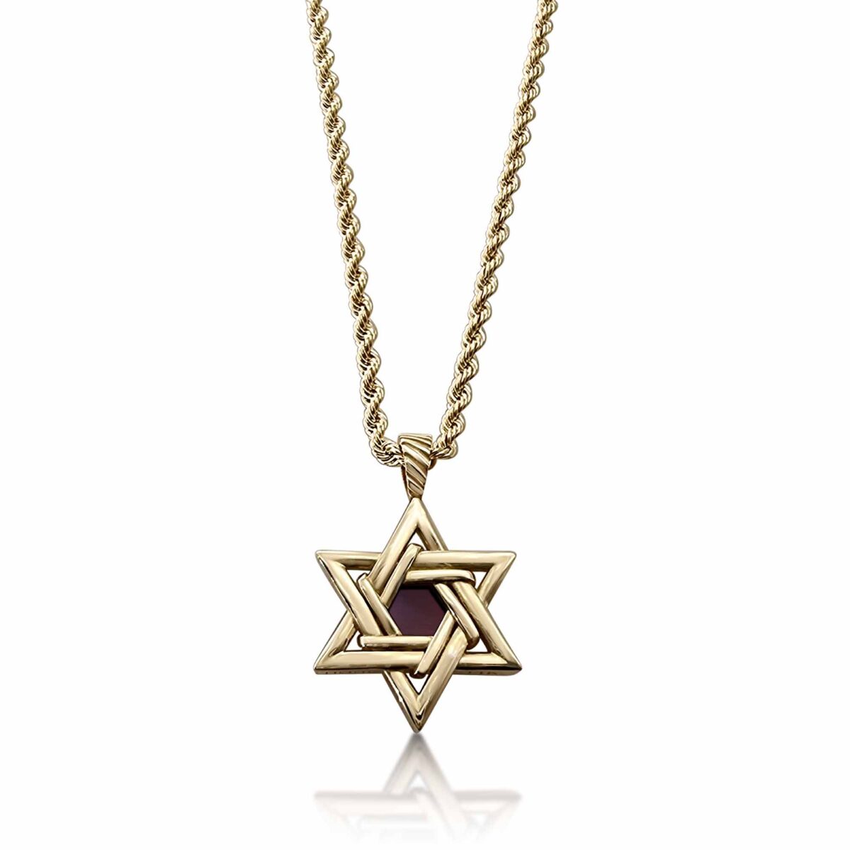 שרשרת מגן דוד מודרני עם תנך דגם צבר - זווית נוספת - שרשראות לגברים בעיצוב מודרני | ביתן המלכים