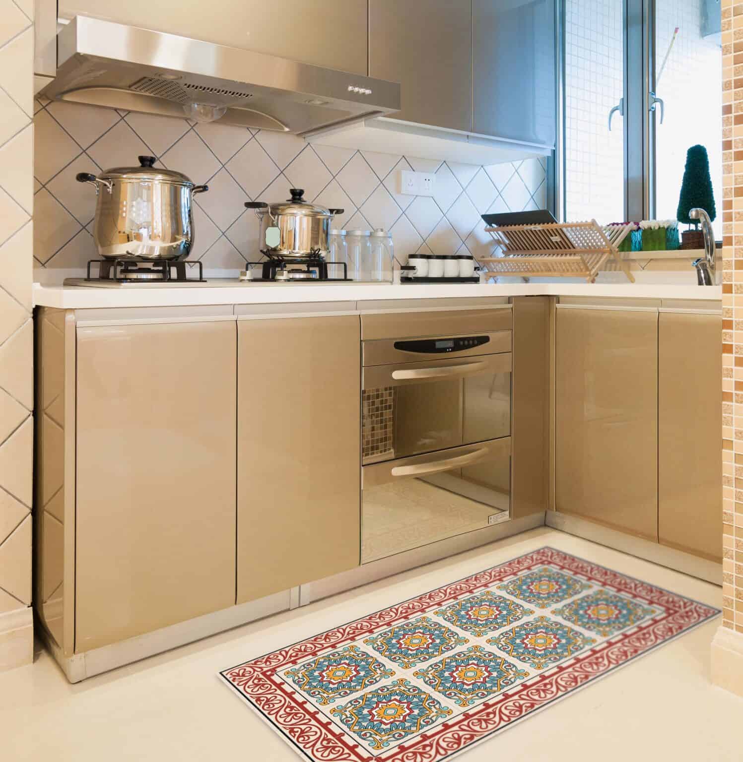 שטיח PVC מעוצב לבית דגם ברצלונה אדום | ביתן המלכים