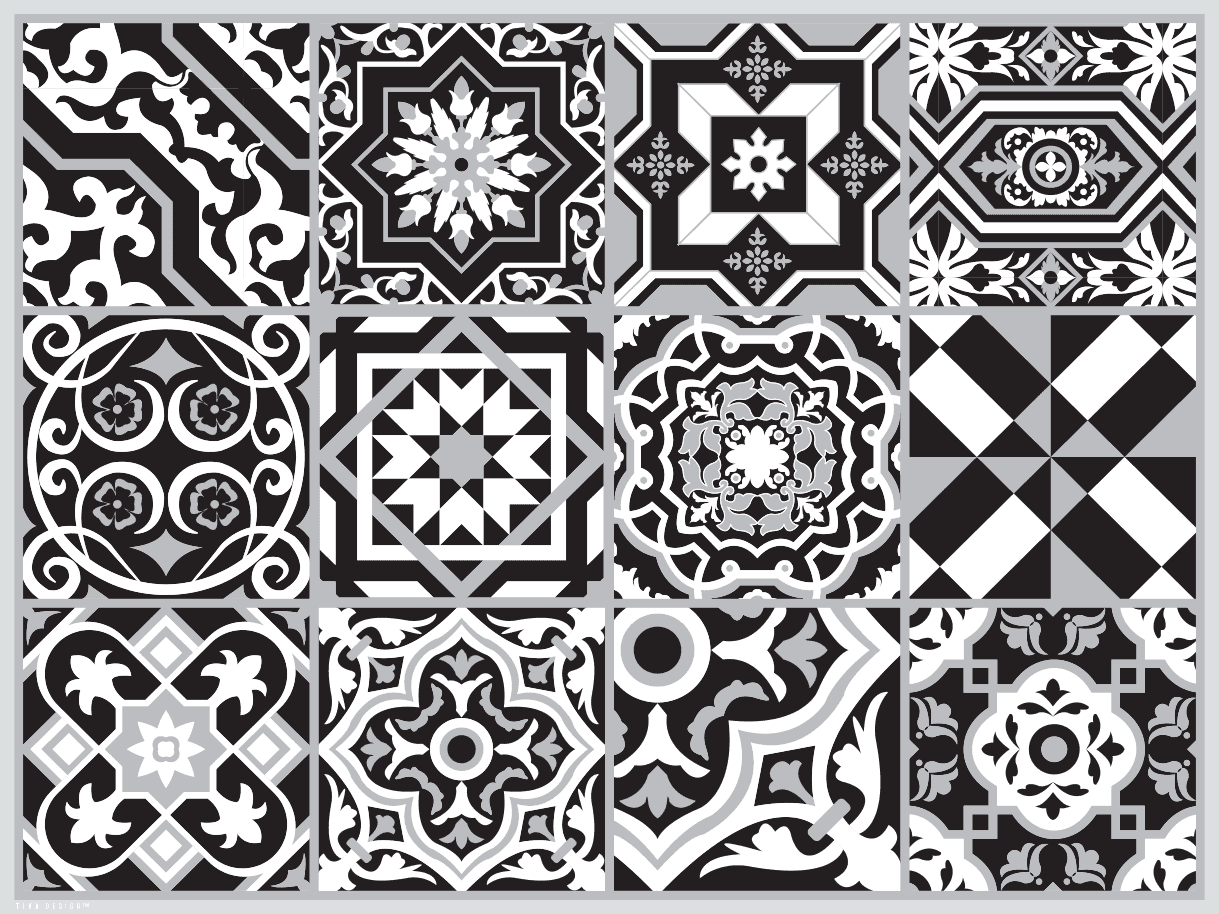 פלייסמנטים מעוצבים לשולחן דגם אקלקטי שחור לבן 3272 | ביתן המלכים