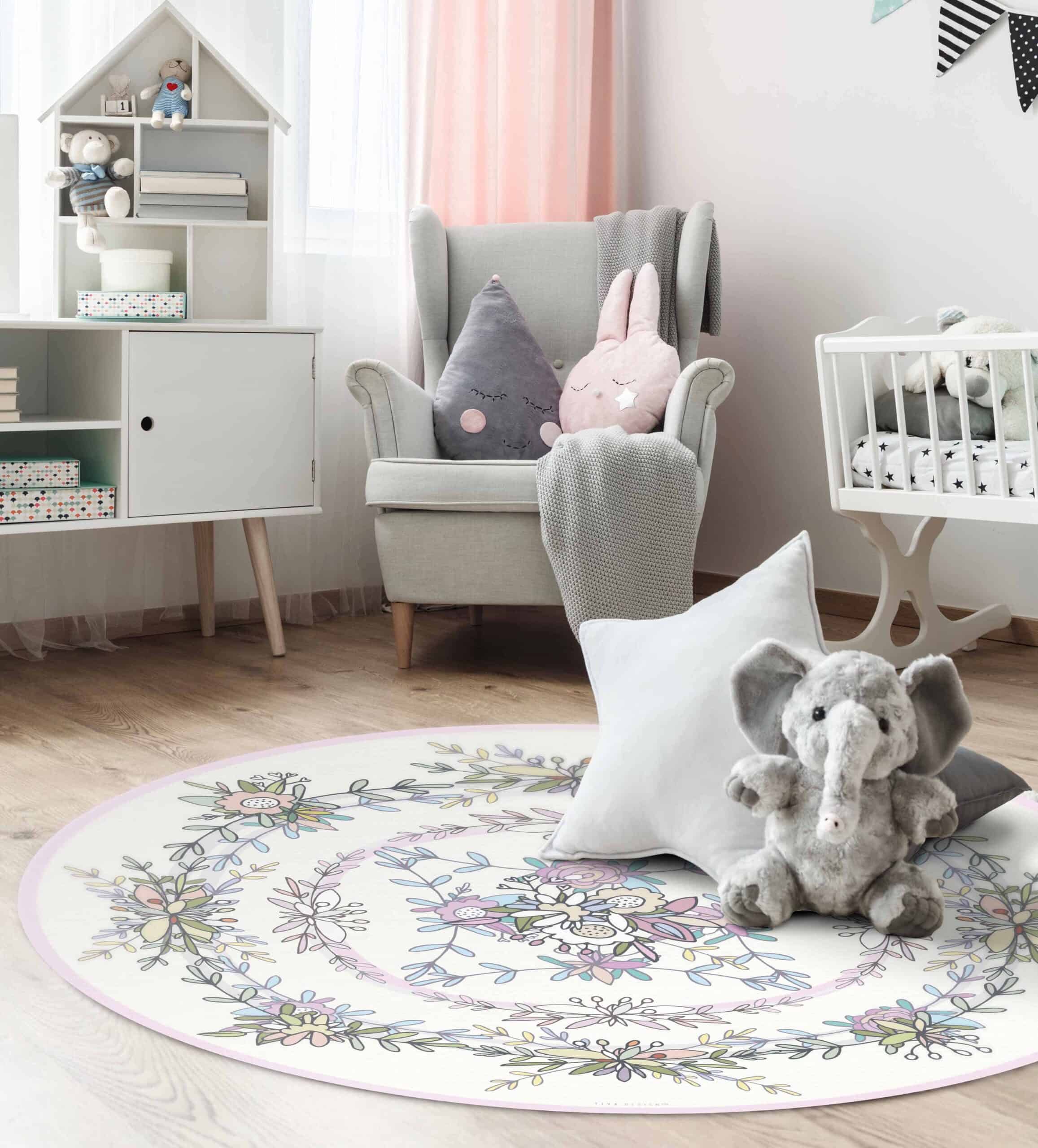 PVC_Round_80cm_demo copy 3 שטיח PVC עגול לסלון ולבית דגם זר פרחים – תמונה 1