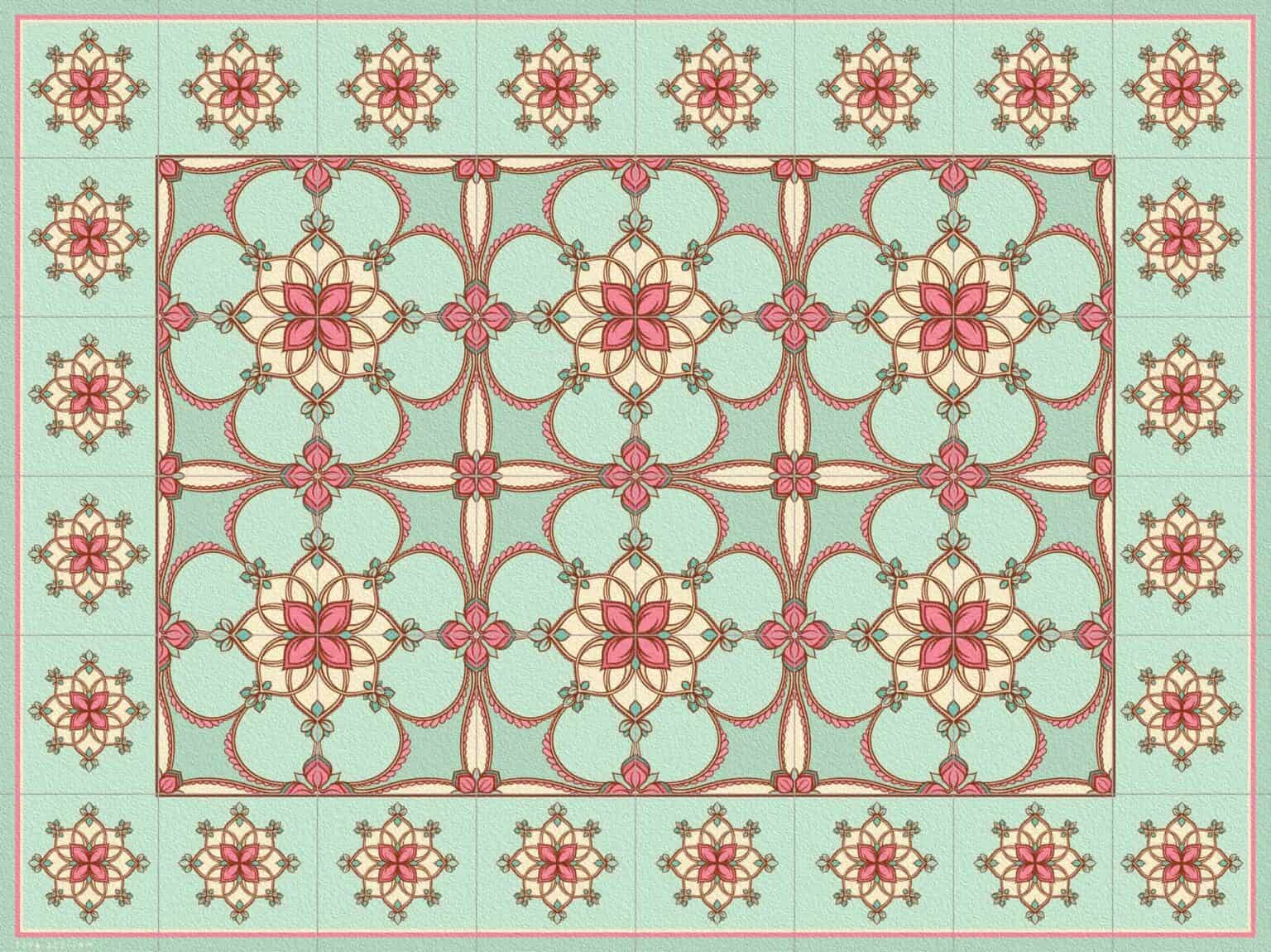 פלייסמנטים מעוצבים לשולחן דגם ירקרק רומנטי 3238 | ביתן המלכים