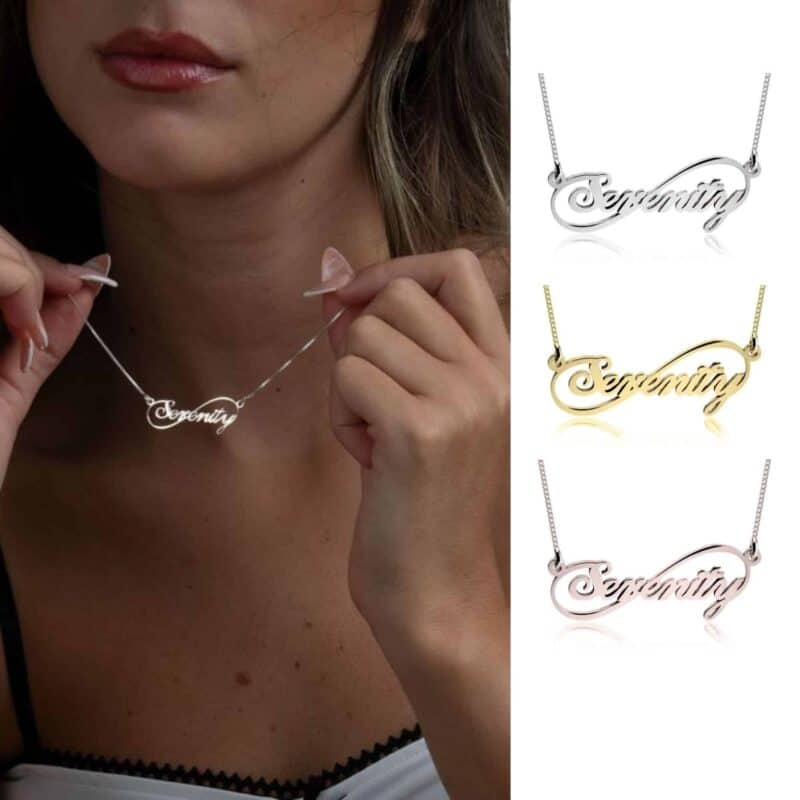 שרשרת אינפיניטי עם שם לאישה דגם KARIN