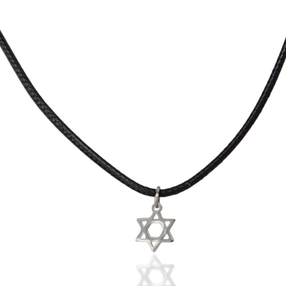 שרשרת ויגן שחורה לגבר עם תליון ״מגן דוד״ קלאסי - שרשרת אמנון - תצוגה מלאה - שרשראות לגברים בעיצוב מודרני | ביתן המלכים