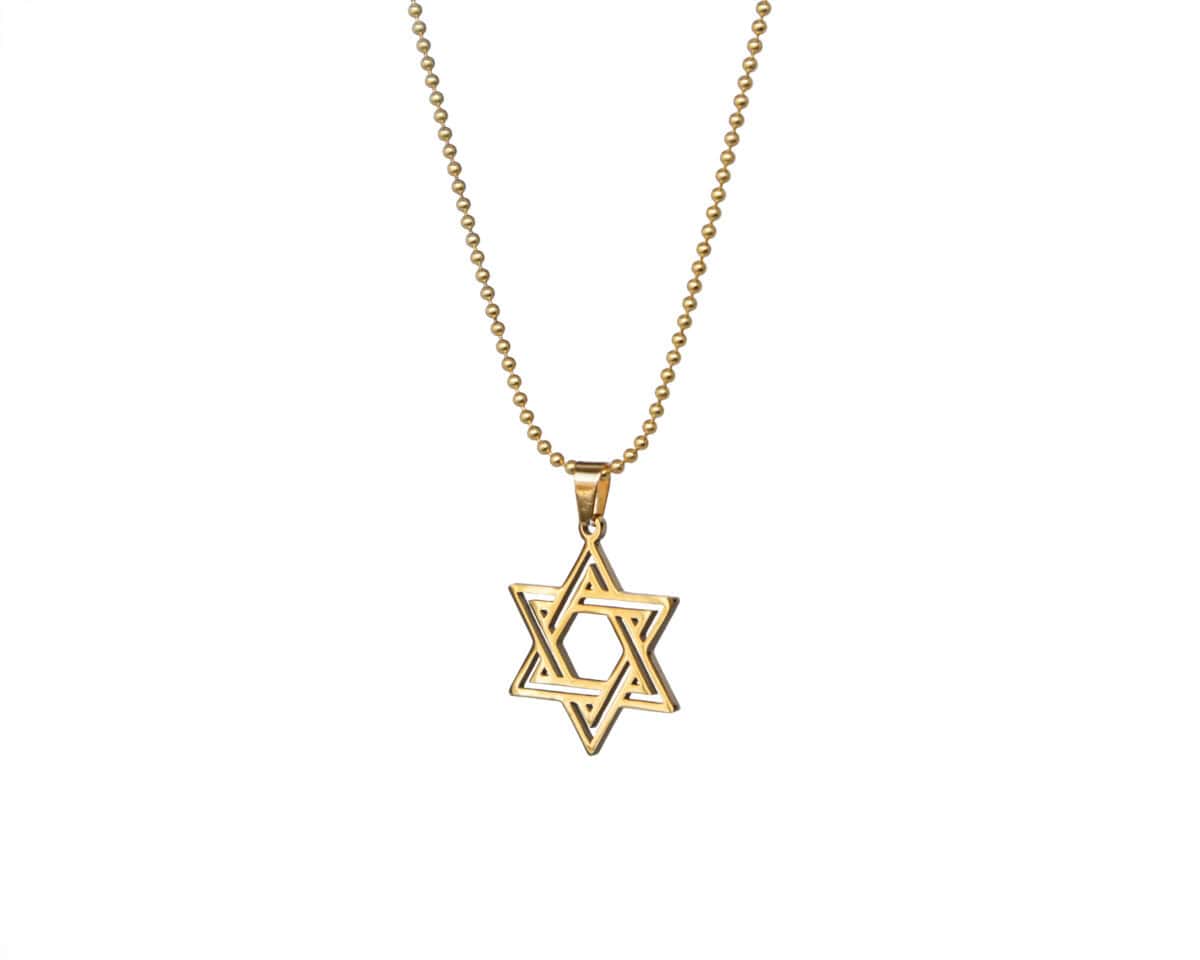 שרשרת עם תליון מעוצב של מגן דוד זהב לגבר - תצוגה מלאה - שרשראות לגברים בעיצוב מודרני | ביתן המלכים