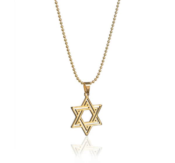 שרשרת עם תליון מעוצב של מגן דוד זהב לגבר - תמונה ראשית - שרשראות לגברים בעיצוב מודרני | ביתן המלכים