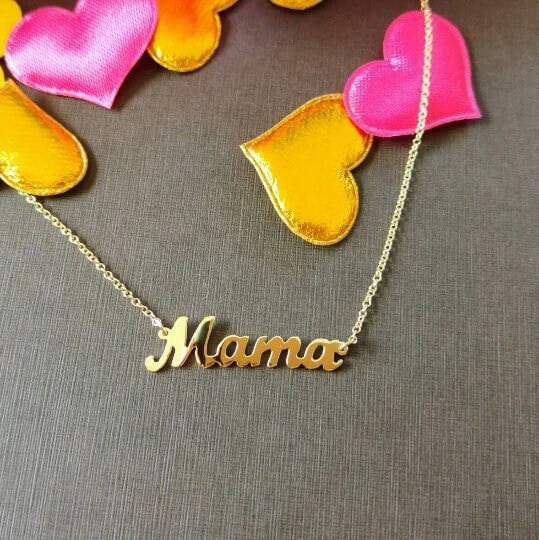 שרשרת MAMA זהב 14K - מתנה לאמא - תצוגה קדמית | ביתן המלכים
