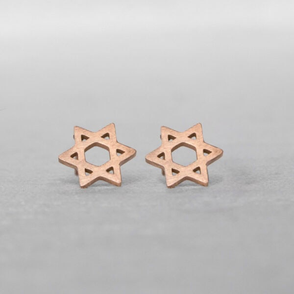 עגילי מגן דוד קטנים רוז גולד | ביתן המלכים
